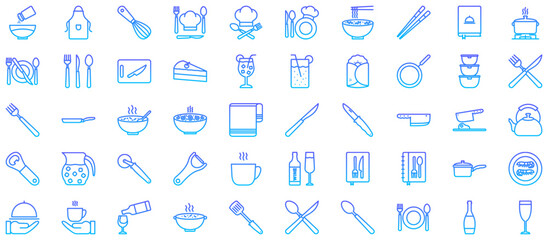Kitchen Line Gradient Icon pictogram symbol visual illustration Set