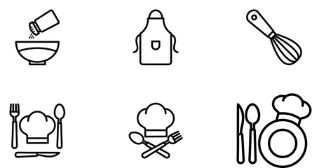 Kitchen Line Icon pictogram symbol visual illustration Set