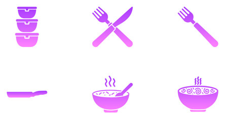 Kitchen Glyph Gradient Icon pictogram symbol visual illustration Set