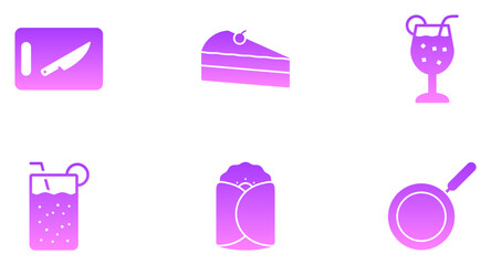 Kitchen Glyph Gradient Icon pictogram symbol visual illustration Set