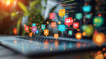 Photo realistic as Community Manager Engaging Online concept as A community manager actively engages with the online community building relationships and enhancing brand loyalty. i