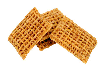 Group of weaved wholegrain wheat breakfast cereal