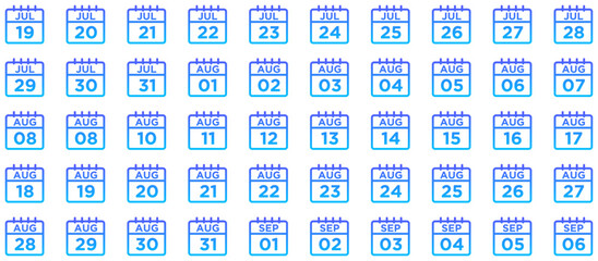 Calendar Line Gradient Icon pictogram symbol visual illustration Set