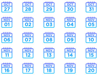 Calendar Line Gradient Icon pictogram symbol visual illustration Set