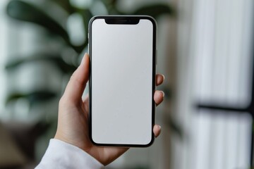Blank Smartphone Mockup on Hand created with Generative AI
