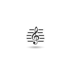 Music violin clef sign icon with shadow