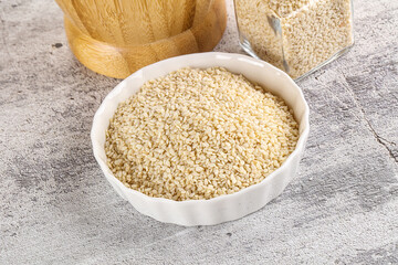 Sesame seeds heap in the bowl