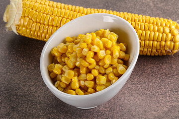 Marinated corn in the bowl