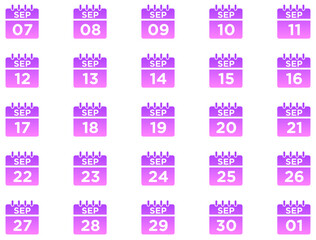 Calendar Glyph Gradient Icon pictogram symbol visual illustration Set