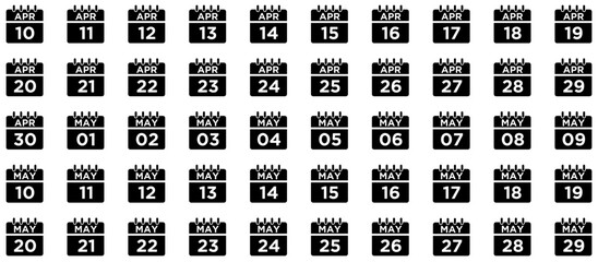 Fototapeta premium Calendar Glyph Icon pictogram symbol visual illustration Set