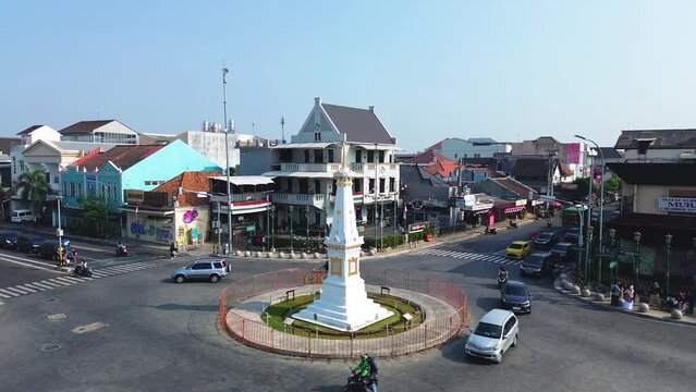 Aerial view of  Tugu Jogja, Yogyakarta, Indonesia