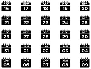 Calendar Glyph Icon pictogram symbol visual illustration Set