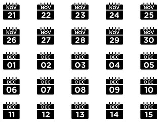 Calendar Glyph Icon pictogram symbol visual illustration Set