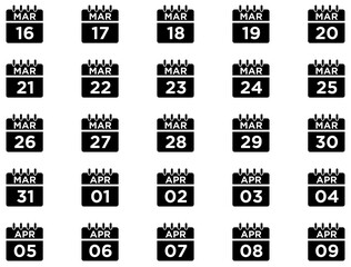 Calendar Glyph Icon pictogram symbol visual illustration Set