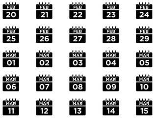 Calendar Glyph Icon pictogram symbol visual illustration Set