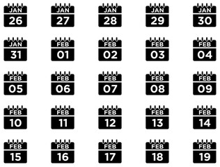 Calendar Glyph Icon pictogram symbol visual illustration Set