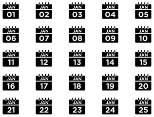 Calendar Glyph Icon pictogram symbol visual illustration Set