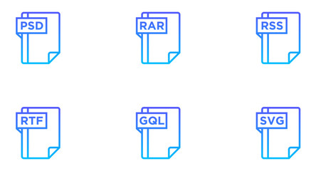 File Formats Line Gradient Icon pictogram symbol visual illustration Set