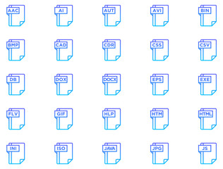 File Formats Line Gradient Icon pictogram symbol visual illustration Set