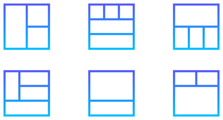 Layout Line Gradient Icon pictogram symbol visual illustration Set