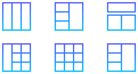 Layout Line Gradient Icon pictogram symbol visual illustration Set