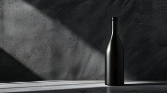 Elegant black wine bottle in dramatic lighting