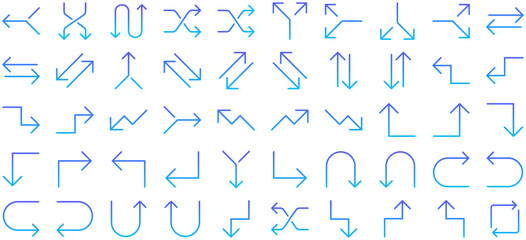 Arrow Line Gradient Icon pictogram symbol visual illustration Set