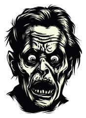 Obraz premium PNG Horror and scary face halloween portrait drawing sketch.