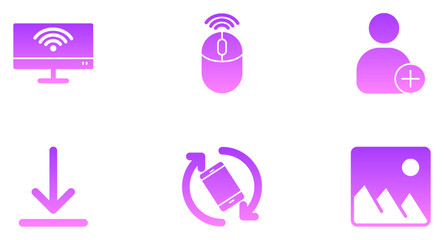 Phone And Tablet Glyph Gradient Icon pictogram symbol visual illustration Set