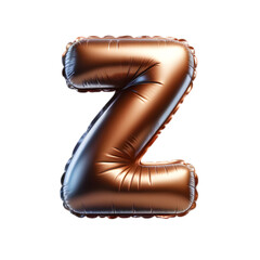 a brown foil balloon shaped like the letter 'Z'