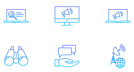 SEO Search Engine Optimization Line Gradient Icon pictogram symbol visual illustration Set