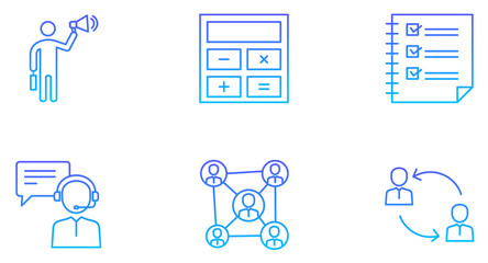 SEO Search Engine Optimization Line Gradient Icon pictogram symbol visual illustration Set