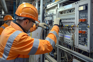 technicians are repairing the damage
