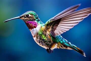 Delicate ballet of a hummingbird as it hovers and then gracefully lands on a slender branch