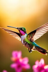 Delicate ballet of a hummingbird as it hovers and then gracefully lands on a slender branch