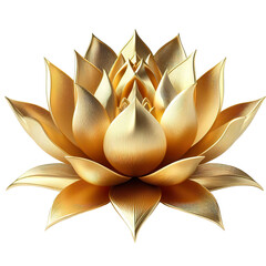 a 3D gold lotus flower, beautiful, white background isolated PNG