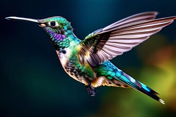 Obraz premium Delicate ballet of a hummingbird as it hovers and then gracefully lands on a slender branch