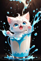 cat play water with splash ,generated ai