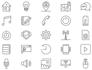 Phone and Tablet Line icon pictogram symbol visual illustration Set
