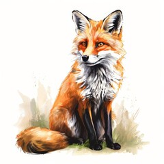 Obraz premium cute red fox in gradient background, side portrait