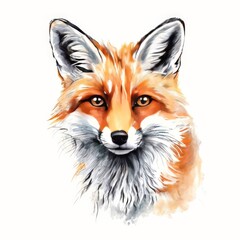 Obraz premium cute red fox in gradient background, side portrait