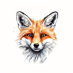 cute red fox in gradient background, side portrait