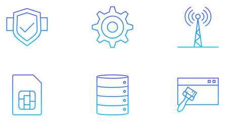 Phone and Tablet Line Gradient Icon pictogram symbol visual illustration Set