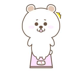 体重計にのって驚くしろくま
