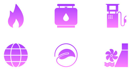 Energy Glyph Gradient Icon pictogram symbol visual illustration Set