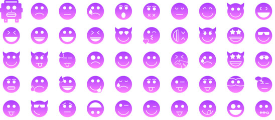 Smiley Face Emoji Smiley Glyph Gradient Icon pictogram symbol visual illustration Set