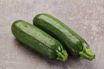 Raw green ripe zucchini vegetable