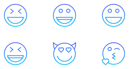 Smiley Face Emoji Smiley Line Gradient Icon pictogram symbol visual illustration Set