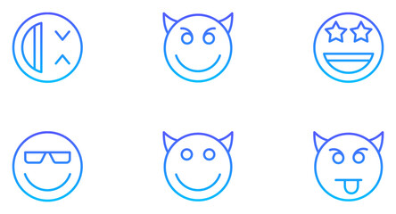 Smiley Face Emoji Smiley Line Gradient Icon pictogram symbol visual illustration Set