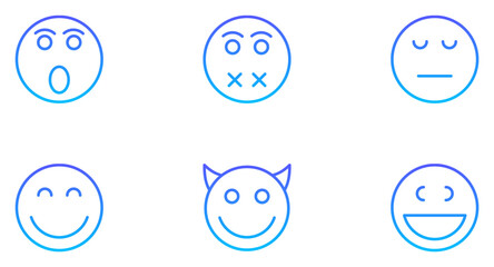 Smiley Face Emoji Smiley Line Gradient Icon pictogram symbol visual illustration Set